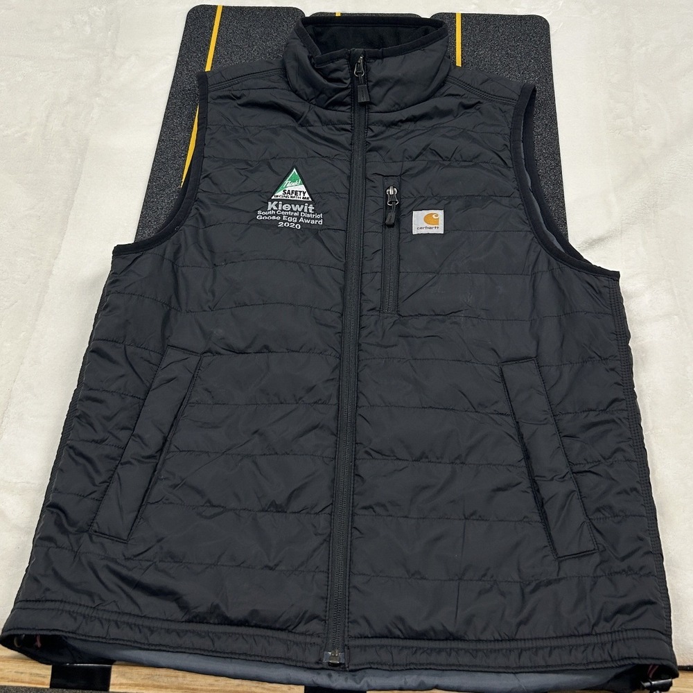 Carhartt Gilliam Vest Mens M Black Quilted Kiewit Safety 2020 Logo 102286